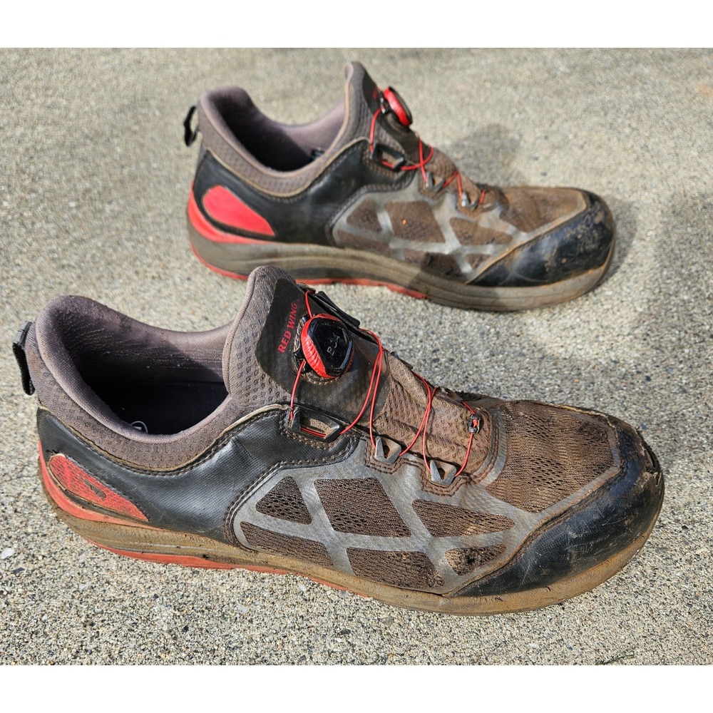 Red Wing CoolTech Athletics 6343 BOA Safety Toe Work Shoes Mens 13 D Black Red - Picture 3 of 9